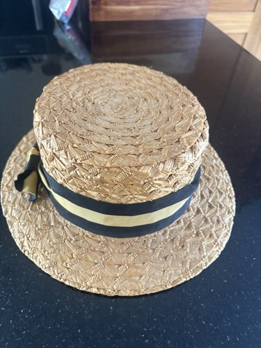 Vintage straw boater hat - vintage,