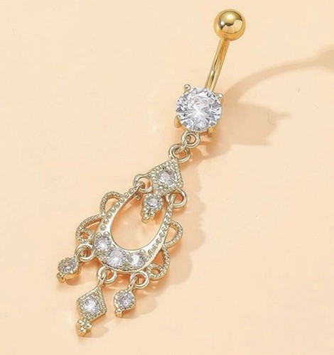 Gold belly bar ring - belly,