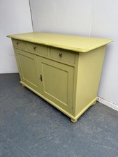 A Lime Green / Yellow Victorian Antique / Old Pine Kitchen Dresser Base