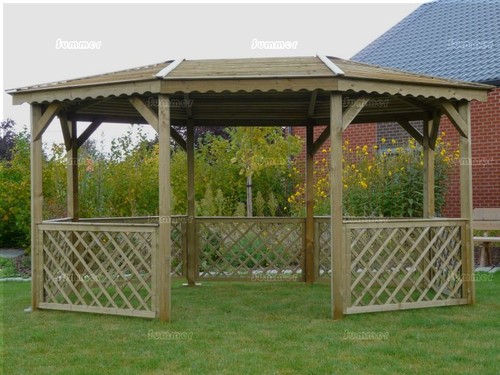 Octagonal wooden gazebo - wooden, gazebo-
