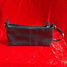 VINTAGE NAVY LEATHER HANDBAG, SILVER HARDWARE SHOULDER BAG - HOUSE OF FRASER