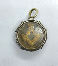 Antique Victorian Sterling Silver Masonic Compass & Set Square Pendant