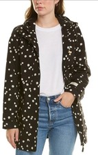 Joules Black and White Floral Trench Coat EUC no Callouts Sz 4