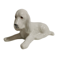 Donegal Irish Parian China Cocker Spaniel Lying Down Vintage Porcelain Figure 6"