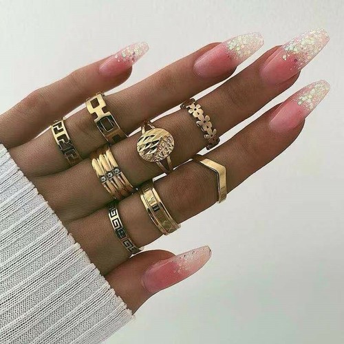 Ring set boho - set, gold