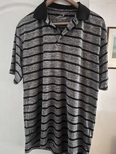Woodworm Size L Grey And Black Stripes Short Sleeved Golf 