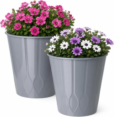 Grey plastic plant - plastic, set
