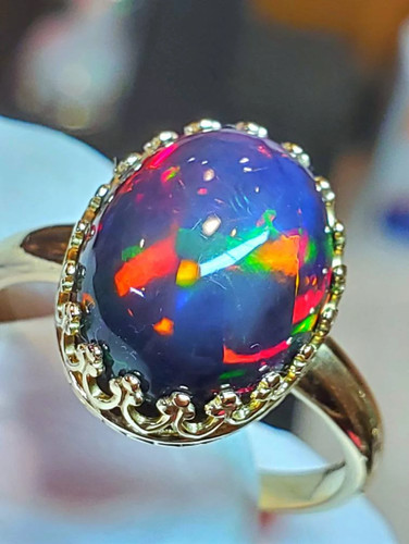 Crown fire opal ring - crown,