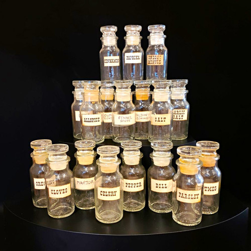 Vintage glass spice jars set - glass,