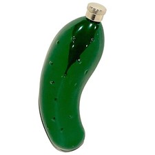 Pickle Rik Green Metal 5oz 150ml Hip Flask Gherkin Courgette novelty gift