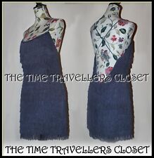 RARE Kate Moss Iconic Topshop Petrol Blue Tassel Fringe Flapper Dress UK 12 40 8