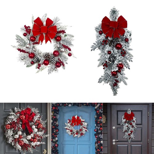 Snowy christmas wreath front - snowy,