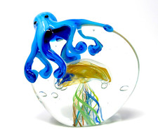 Unusual Freeform Art Glass Organic Ocean Sea Creatures Dome Sculpture & Bubbles