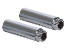 PAIR of Chrome Bib Tap Extensions Fixed Length 1/2" x 80mm Male to Female Joiner