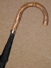 Vintage Gold Plated Large Bramble Crook Top Black Canopy Umbrella 91cm