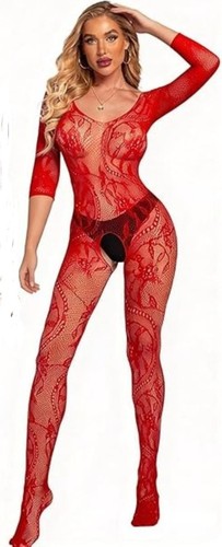 Red sexy sheer fishnet - sexy,