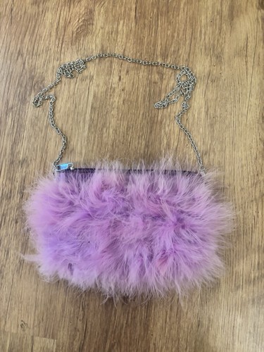 Lilac faux feather fluffy - feather/fluffy, bag