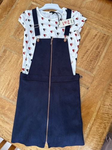 Navy pinafore dress zip front - navy,