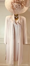 Condici UK 16 Blush Pink Fitted Crepe Dress & Longline Chiffon Occasion Jacket
