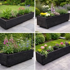 Black wooden planter - black,