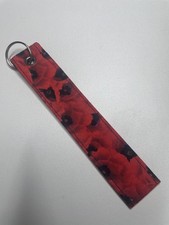 HANDMADE WRISTLET / KEY FOB MADE USING BEAUTIFUL RED POPPY FABRIC