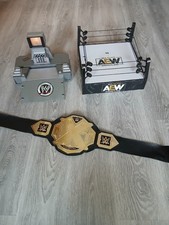 Wrestling Figure Entrance Stage AEW RING & Belt Bundle Lot Smackdown WWE WWF