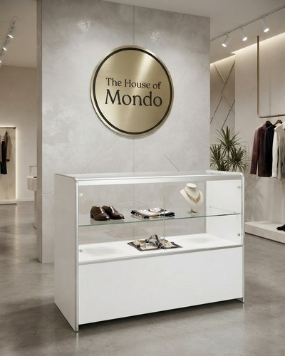 White glass retail - white,
