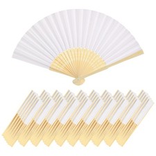 White Paper Fan 50Pcs Folding Hand Fans Handheld Fan for Party DIY Decoration