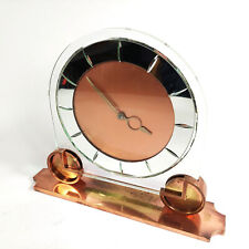 Smiths large Art Deco glass & mirror 8 day mantel clock circa 1930 copper finish