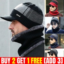 Mens Winter Warm Peaked Beanie