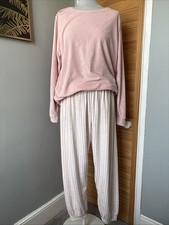 Primark Velour Candy Stripe Pyjamas Size 18/20 With Ankle Cuff