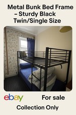 3Ft Single Bunk Bed Frame Metal Loft Sleeper with Ladder Heavy Duty Stable Black