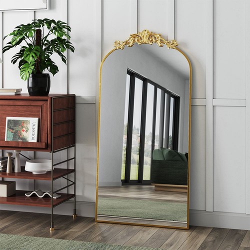 Gold ornate arch wall mirror - gold,
