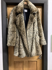 Wallis Exclusive Faux Fur Leopard Print Size 12 Coat