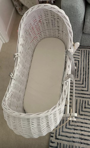 White wicker moses - wicker, basket