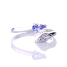 Sterling Silver Tanzanite Ring Size I-T Adjustable Blue Leaf Detail December