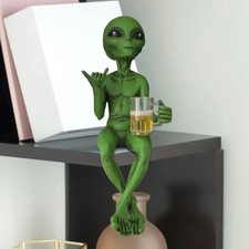 6″ Green Alien Roswell Space Beer Drinking Resin Statue Theme Decor Prop Display