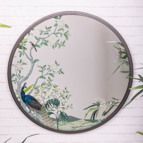 Peacock metal framed mirror - peacock,