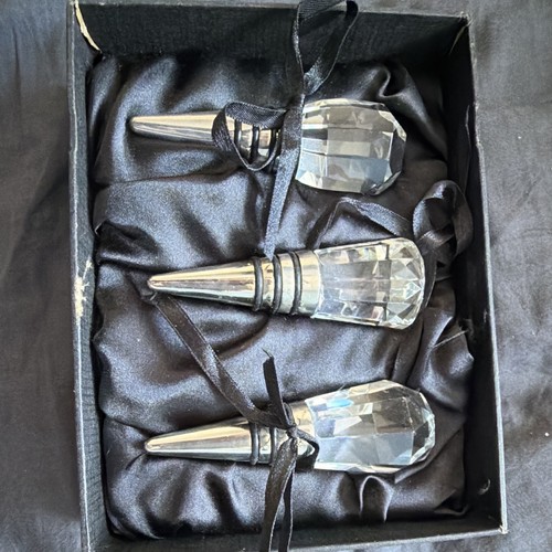 3pc clear faceted glass - faceted, bottle