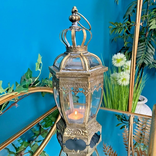 Gold candle lantern - candle,