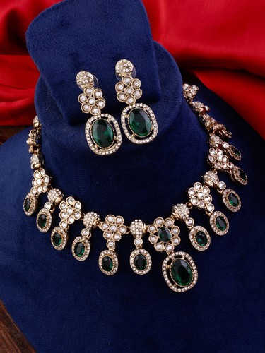 Imitation green kundan - imitation, set