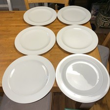Set of 6 WHITE by Denby Dinner Plates 29cm Diameter