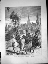 Antique Old Print Uhlans