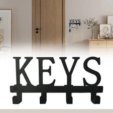 Key Holder Storage Hooks Wall Mounted Black Metal Rack Hanger Shabby Chic