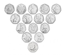 2016-2020 Beatrix Potter Rare 50p Coins Peter Rabbit, Puddleduck, Flopsy Bunny