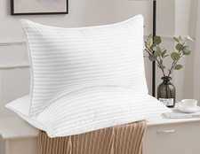 2x Luxury Hotel Quality Large Striped Pillows Soft Deluxe Jumbo Stripe Pillow