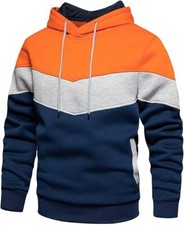 Mens Colourblock Pullover Sweatshirt Gym Hooded Hoodie Fleece Jumper Top Gift