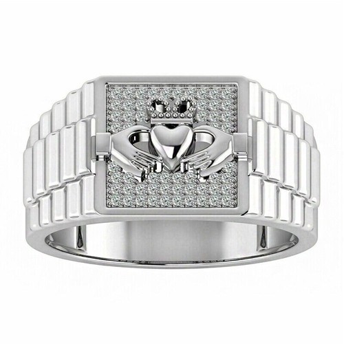 Round diamond irish claddagh - diamond,