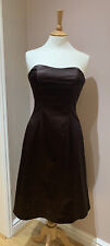 Coast Brown Satin Strapless Bardot Party Occasion Wedding Dress Size 10
