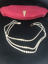 Vintage Lotus Imitation Pearl Necklace Silver Clasp Cream round pearls